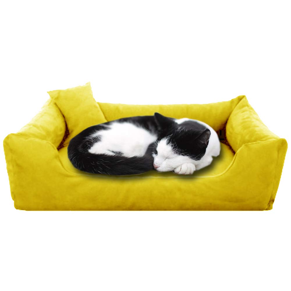 Pet Royale Cat Bed | Reversible Cat Bed for Cats | Plus Extra Removable 100% Cotton Washable Covers (for Cats, Yellow) (B07DGM8SXH) Amazon Price History, Amazon Price Tracker