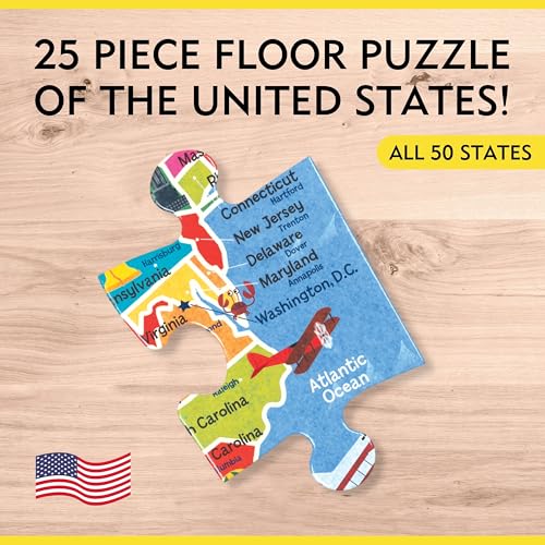 Mudpuppy Map Of USA - Jumbo 25 Piece Jigsaw Floor Puzzle Featuring States, Capitals, and More! - Image 2