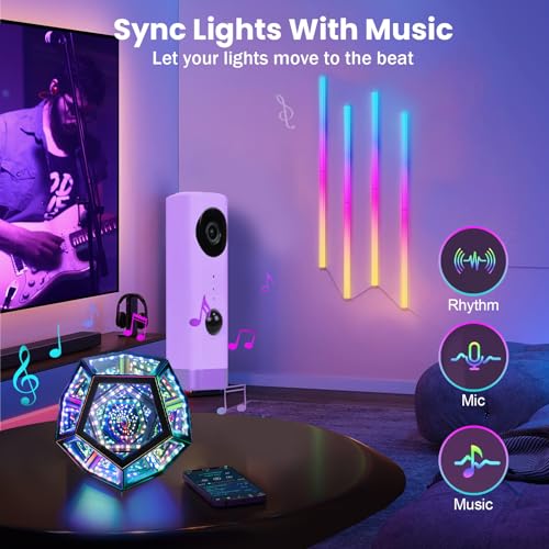 Cybershiny Infinity Mirror Light Infinite Dodecahedron Cool Rgb Art Light For Game Room Decor Hypercube Smart Led Color Changing Ambient Lighting For Gaming Desk Table Night Glow Lamp Funny Gift thumb #3
