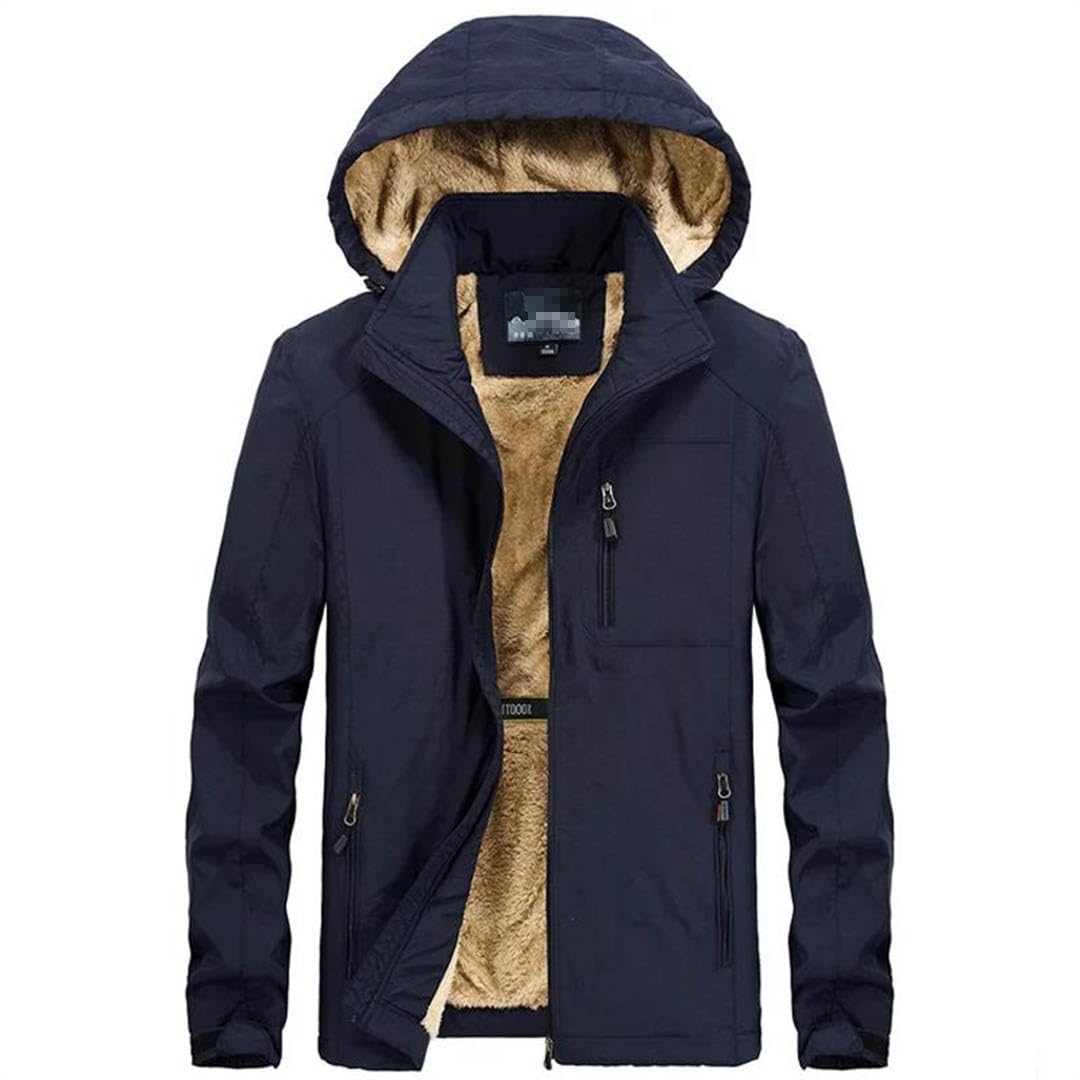 Giacca a vento da uomo in pile bomber imbottito in cotone cappello staccabile