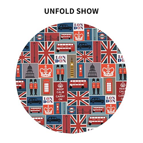 Nokoer England Symbols Printed Round Tablecloth,Waterproof And Wrinkle Resistant Polyester Tablecloth,60 Inches For Kitchen Dining #TOP3