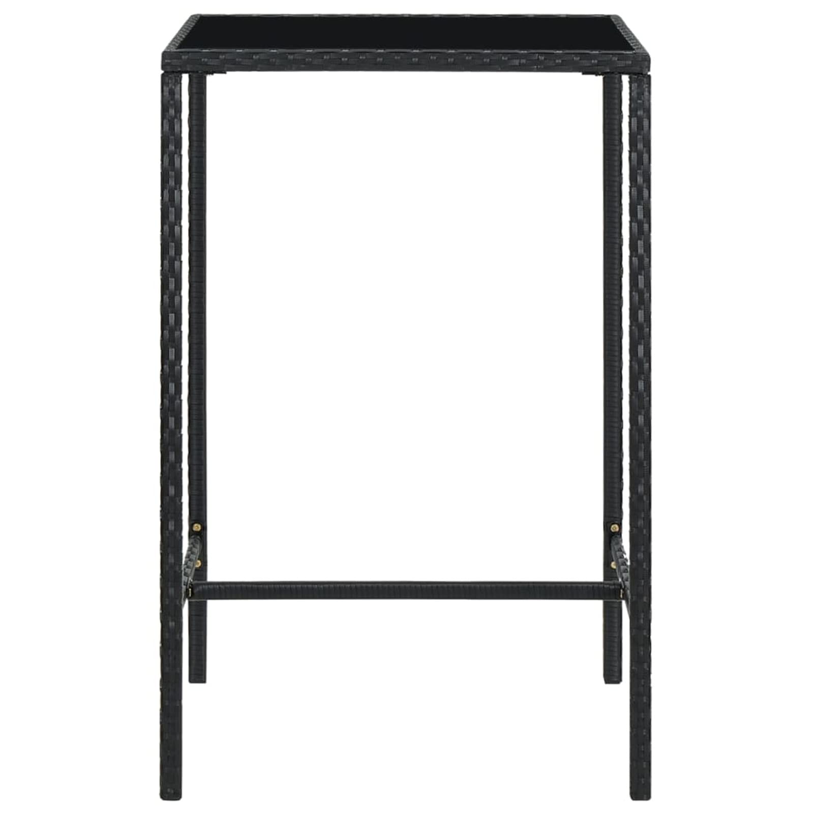 Gecheer Set da Bar da Giardino in Acciaio e Polyrattan e Vetro, Tavolo e Sedie Alti con Braccioli per Esterno