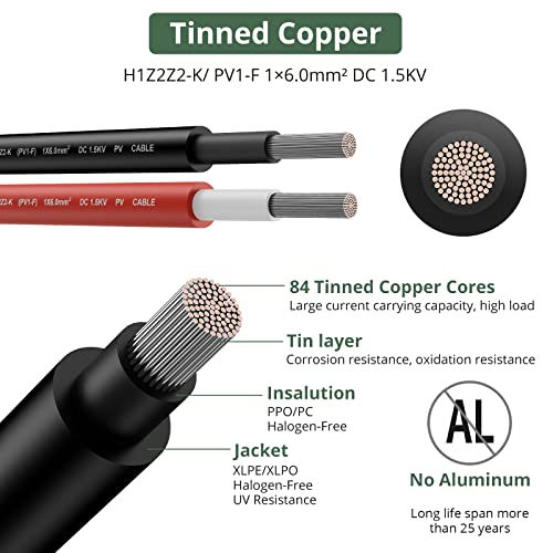 EYPINS 5m 10 AWG Cavo del Pannello Solare(6mm²)