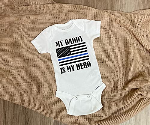 My Daddy is My Hero Baby Bodysuit | Thin Blue Line Baby Jumpsuit | Police Dad Gift2