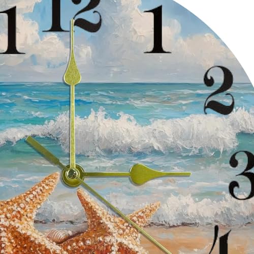 Horloge murale silencieuse sans tic-tac à quartz thème mer pour chambre et école
