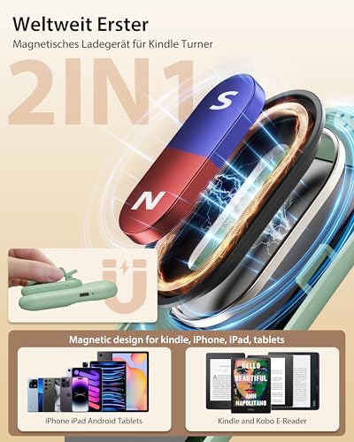 Stouchi Fernbedienung Seitenwenden zum Lesen für Kindle, Tolino, Paperwhite, Colorsoft, Oasis, Scribe eReader Zubehör, Magnetischer Clicker Page Turner Umblättern für Kindle, iPad, Tablet-Grün