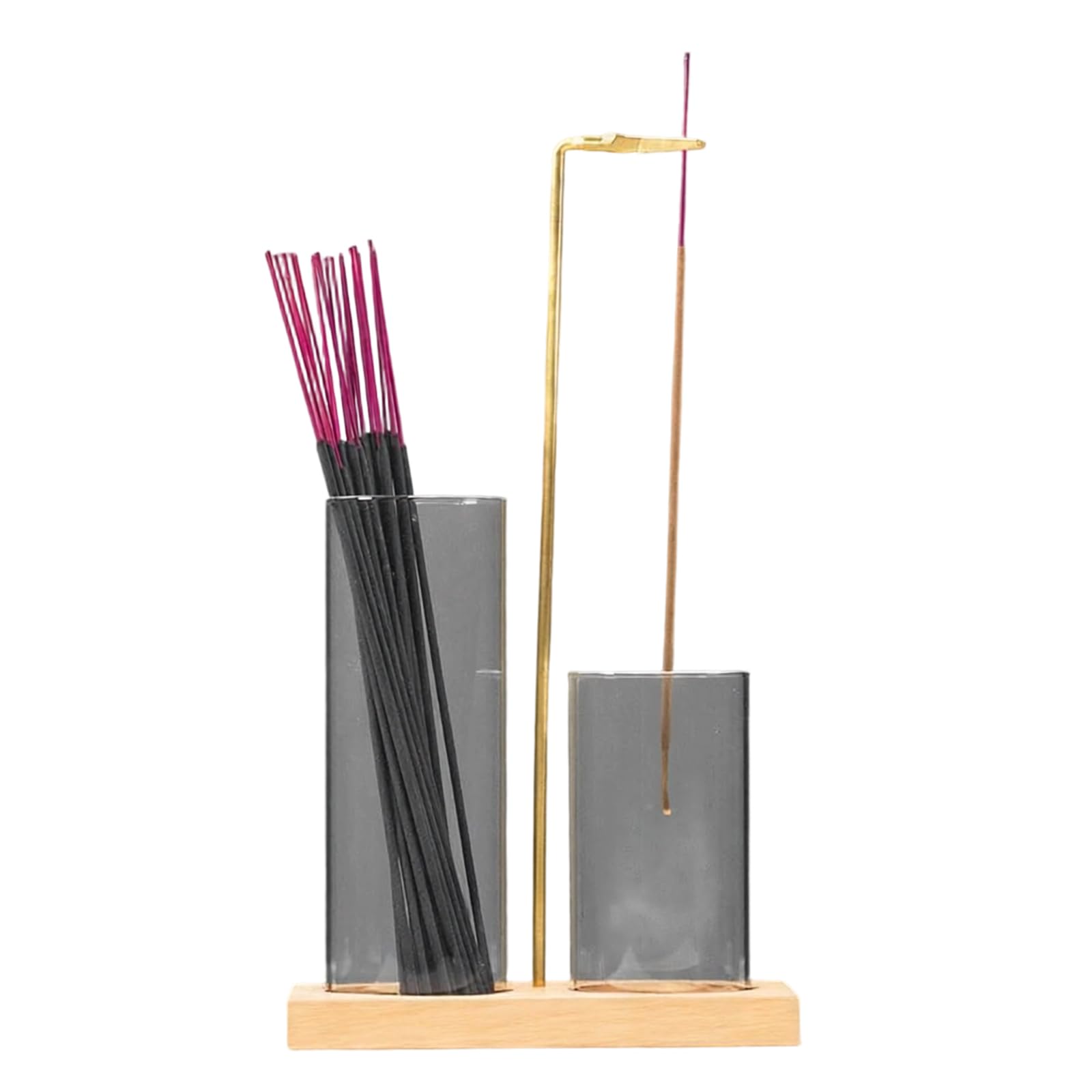 CAZSTYK Permanent Black Wooden Scent Structure with Glass Tubes for Easy Stick Arrangement Simple Scent Stove