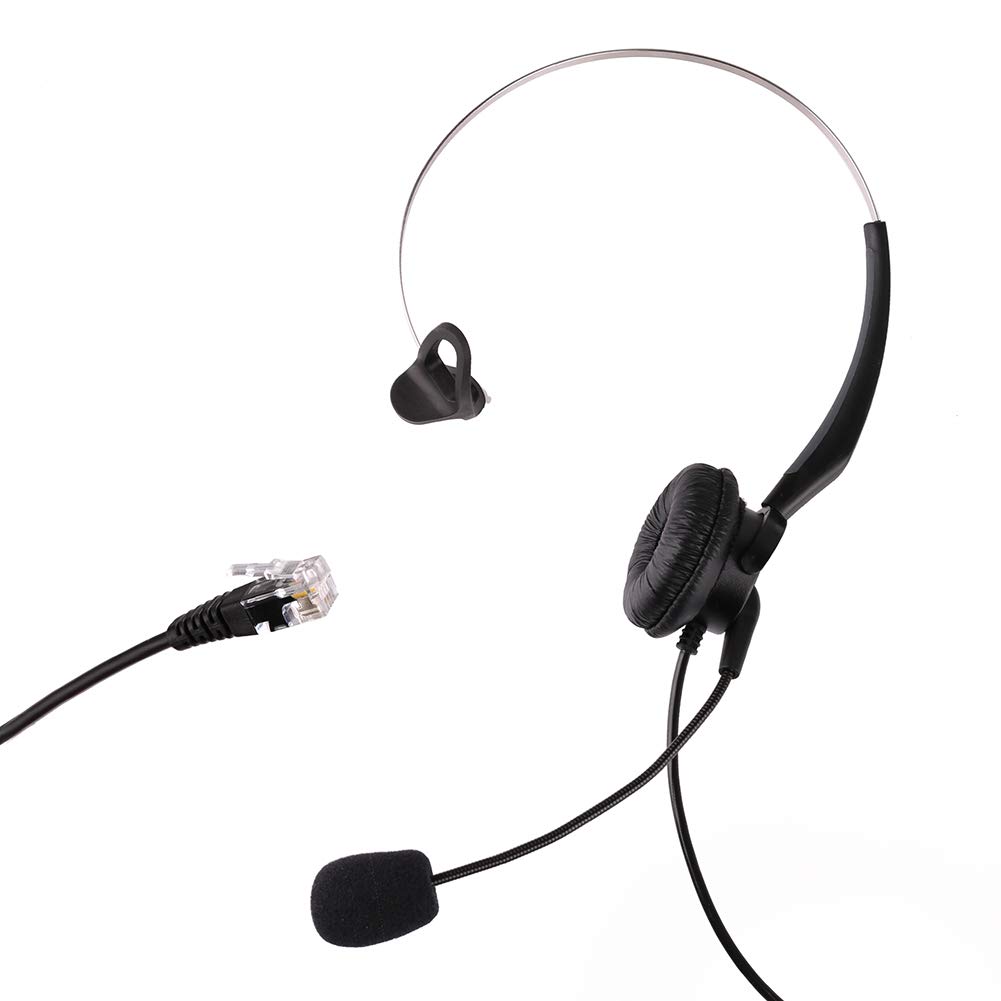 Telephone Headset Headphone with Microphone, for Plantronics A100, S10, S11, S12, S50, T10, T20, T50, T100, T110, Nortel Networks, Call Center IP Phone Headset, RJ9 Plug, Monaural Over-The-Head