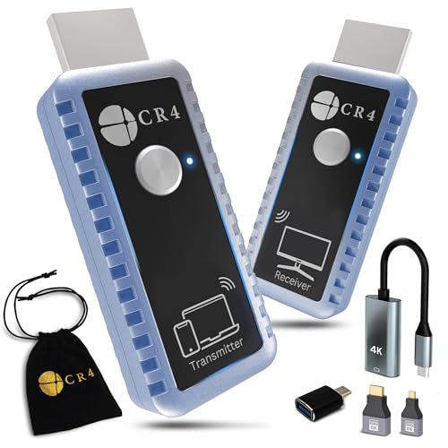 CR4 Wireless HDMI Transmitter and Receiver, Low-Latency 5G, Plug & Play, 4K In/1080P Out, Extender...