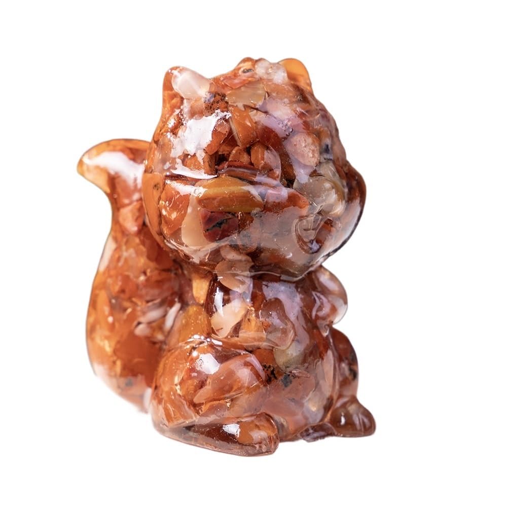 HUFFA Natural Crystal Chip Resin Squirrel Figurine - Unique Home and Office Decoration