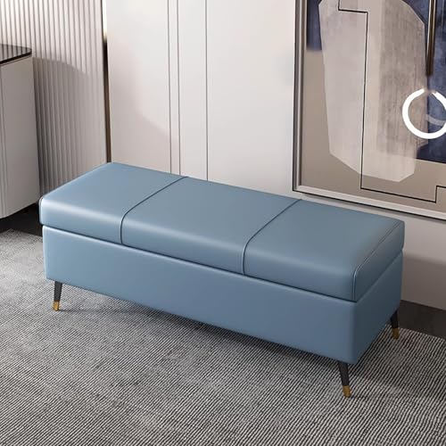 Nanotech - Banco otomano tapizado de tela para dormitorio y sala de estar, elegante reposapiés con espacio de almacenamiento, color blanco (130 x 45 cm)
