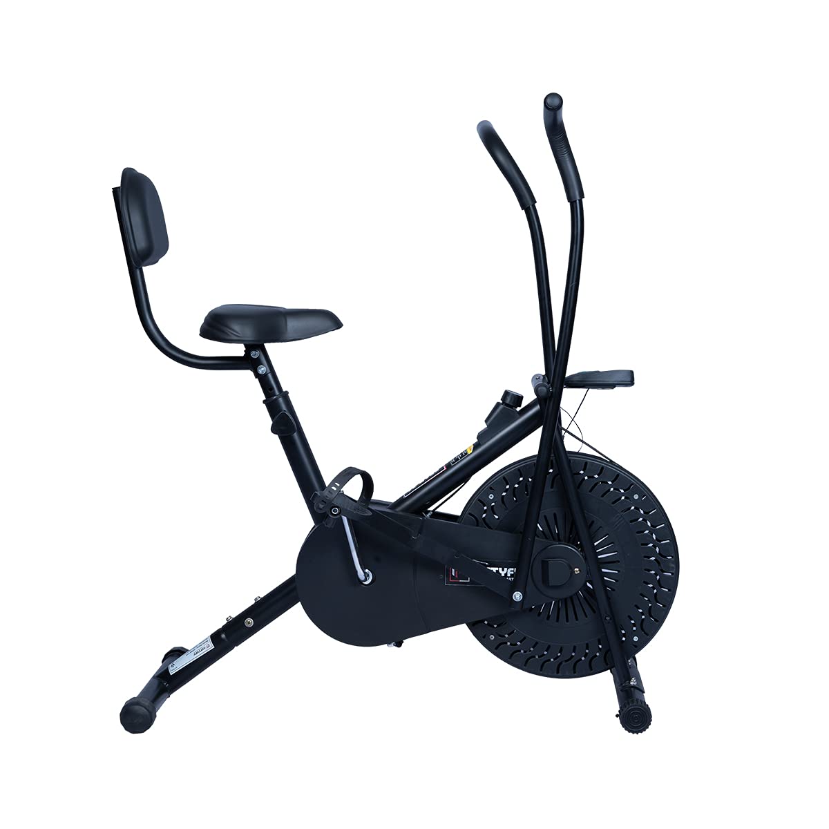 INALSA Air Bike Exercise Cycle Indoor Bike | Cardio Home Workout | Multi Position Handle Grip | Height Adjustable Seat | Cushioned Back Rest | Black