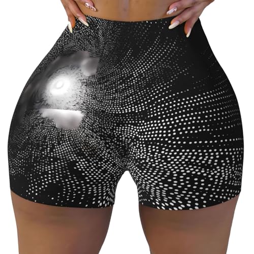 Mosaic Luminous Points Pattern Sports Shorts, high Elastic Slim Fitness Pants, Suitable for Yoga/Leisure/Daily wear