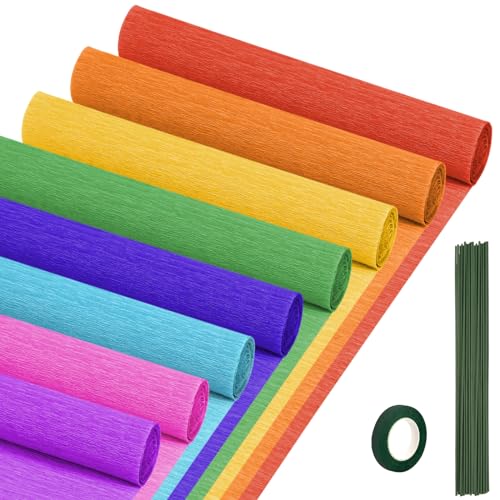 Crepe Paper Streamers 8 Rolls, 10 x 98Inch 8 Rainbow Colors