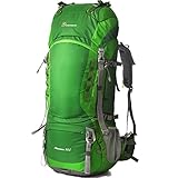 MOUNTAINTOP 80L Internal Frame Hiking Backpack for Man & Women Backpacking with Rain Cover Green