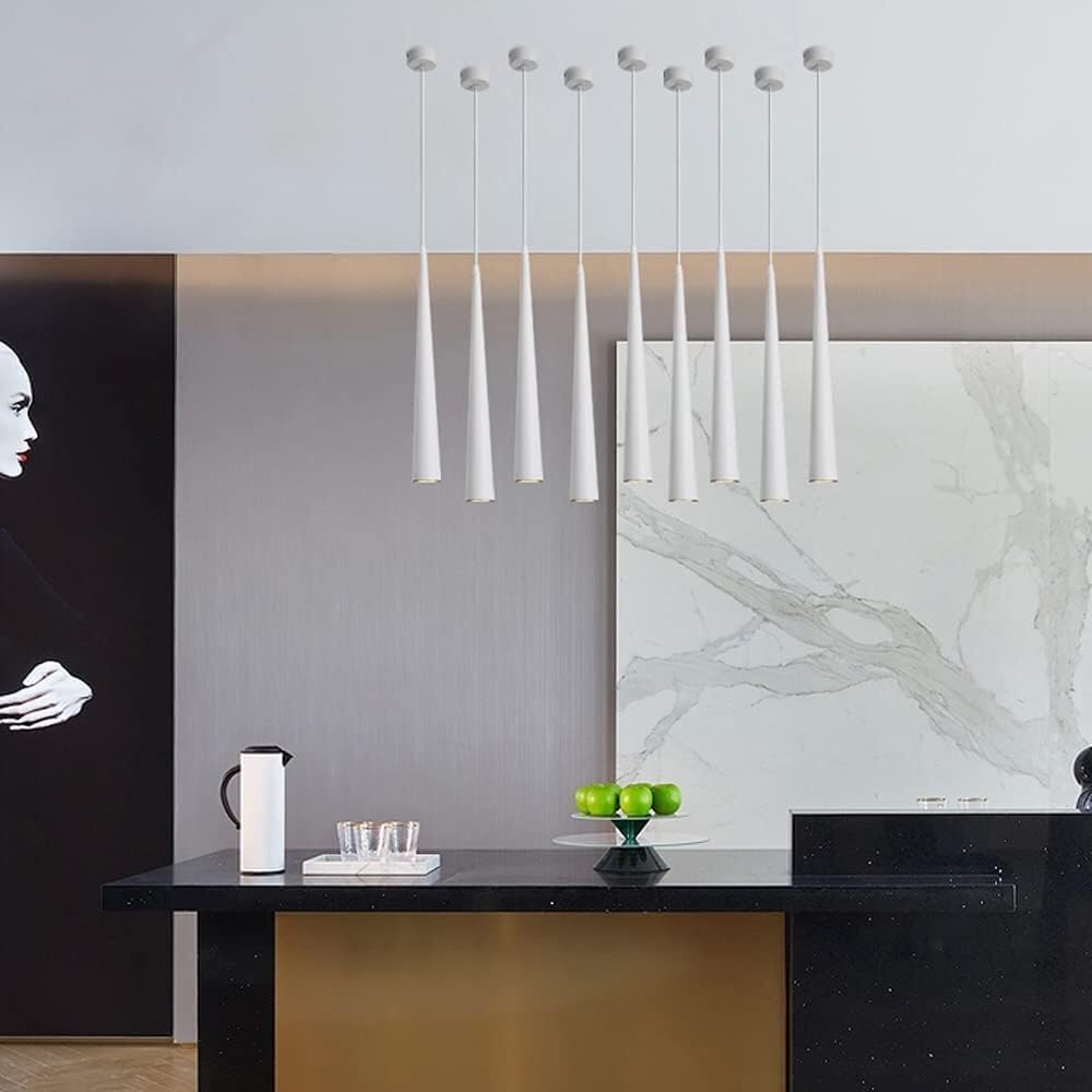Luci per Isola Cucina - LED 5W, 60cm, Alluminio - Faretti a Sospensione Moderni a Tubo Lungo, Dario a Sospensione per Sala da Pranzo, Bar, Mini soffitto Cono, faretto a Testa Sina