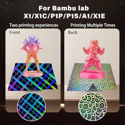 Image of New Upgraded Build Plate for Bambu Lab X2D /A1 /X1C /X1 /X1E /P1P /P1S /P2S Build Plate 3D Printer, Smooth Kaleidoscope+Smooth Skynet Spring Steel Plate Flexible Plate 257x257mm for Bambu 3D Printers