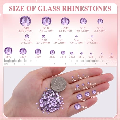 Image of 2000PCS SS20 /5mm Crystal Glass Rhinestones for Bedazzling (Violet) | Flatback Rhinestones for Crafting DIY Nail Art Makeup Decoration, Gems Diomand Charms for Tumbler Shoes Clothing Mug
