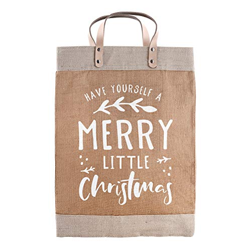 Image of Santa Barbara Design Studio Holiday Collection Waterproof Jute Tote Bag, Large, Merry Christmas