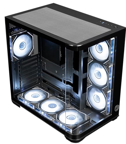 Image of Circle Lucid Curve AX BTF Mid Tower | Gaming Cabinet - Black | Panoramic Curved Glass | Support ATX, M-ATX, ITX | Pre Installed 3X Front, 3X Bottom, 1X 120MM Infinity Mirror Fans