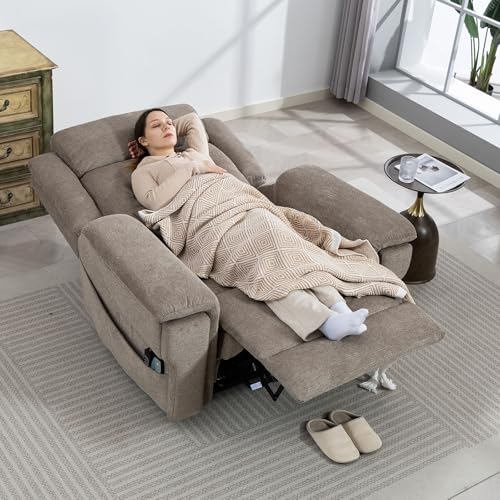 Image of Oversized Power Lift Recliner Chair for Big and Tall, 28 inch Extra Wide Seat Electric Lift Recliners with Heat Massage, Large Lay Flat Reclining Living Room Sofa, Wireless Charging