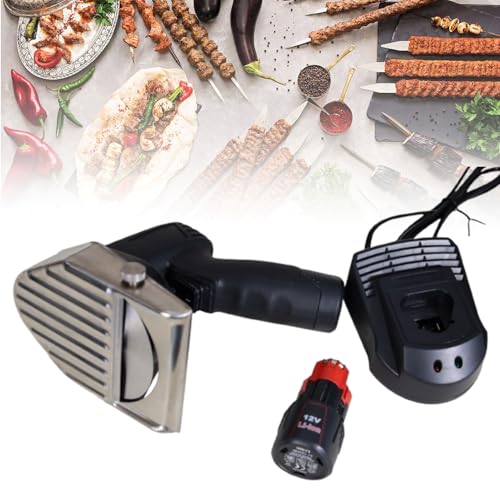 LFfwynog Affettatrice elettrica per Kebab, Coltello per Kebab Senza Fili con 2 Lame, Spessore Regolabile da 0 a 8 mm, 80 W per ristoranti, rosticcerie, Snack Bar