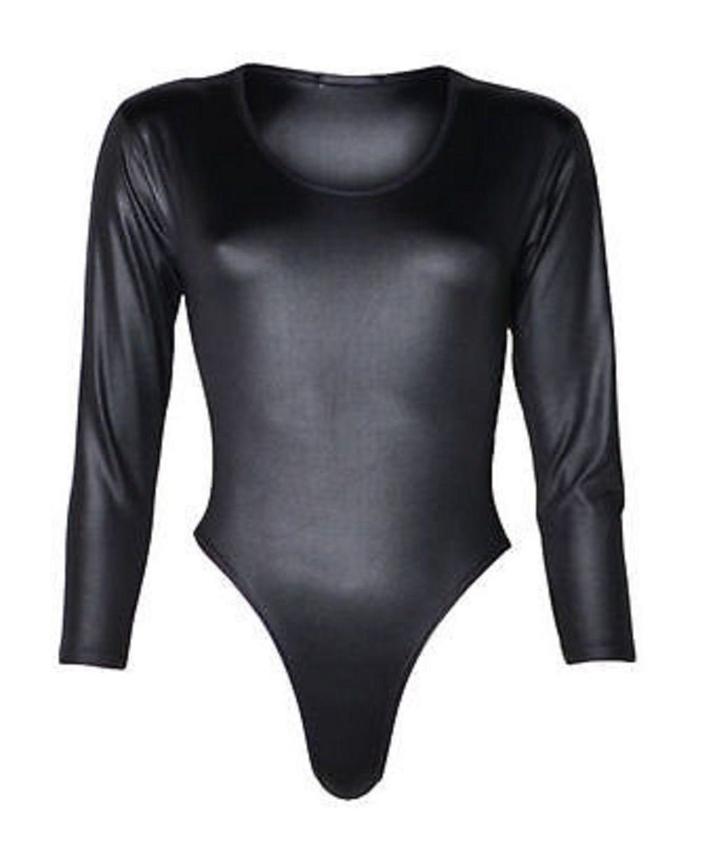 Biwtup Women's Bodysuit Pvc New Pvc Wet Look Peplum Bodycon Dress Top Skater Skirt Leggings Pencil (, Uk 12-14 M/L)