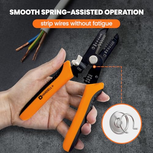 Image of Wire Stripper, HARDELL+ 5 in 1 Multifunction 7.5 inch Wire Stripper Tool with Hidden Spring for 10-20 AWG, Professional Wire Strippers Electrical for Stripping, Cutting, Crimping, Clamping, Looping