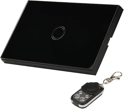 MELUOGE Glass Touch Light Switch Works With Remote Controller 1 Gang 1 Way Crystal Glass Panel Black