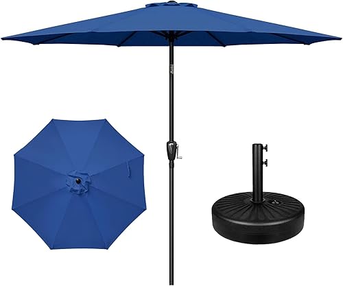 Miniatura 20 de YSSOA Sombrilla de patio de 9 pies con 8 varillas resistentes, paquete de 2 unidades de 9 pies, color rojo, paquete de 2