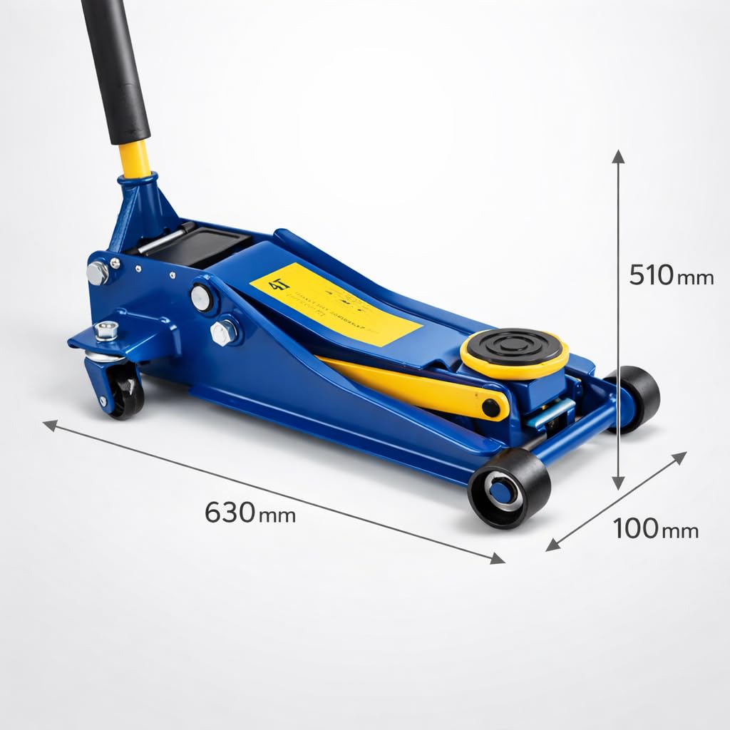 Gato Hidráulico en Carretilla 4T para Auto, Elevador Hidráulico Profesional, Jack de Coche de Bajo Perfil con Ruedas, Brazo de Elevación Estable, Ideal para Taller y Uso Doméstico