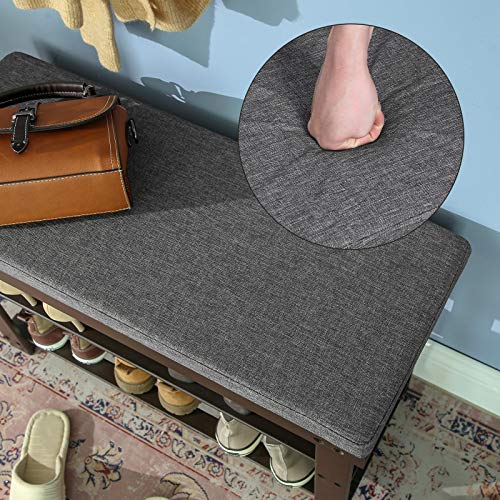 Songmics Bamboo Shoe Bench, 2-Tier Shoe Rack, Stable Shoe Organizer For Entryway, Living Room, Bench Seat Holds Up To 330 Lb, 11.4 X 28 X 19.3 Inches, Brown And Grey Ulbs604Cg #TOP6