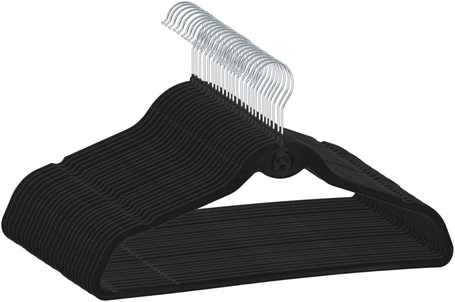 Heavy Duty Velvet Hangers with Cascade Hook, Durable, 360 Degree Rotatable Hook (50, Brown)