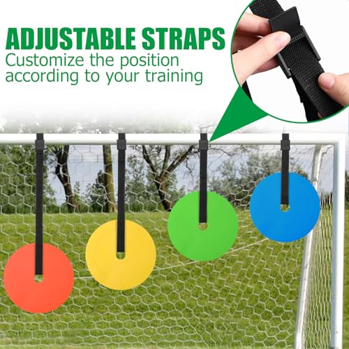 TOBWOLF 4PCS Soccer Goal Target, 6\" Discs Soccer Goal Shooting Targets with Adjustable Extra-Long Strips, Football Flat Spot Maker to Enhance Shooting Accuracy Speed for Lacrosse Hockey Baseball