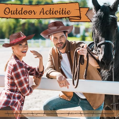 Image of Xtinmee 12 Pieces Cowboy Hats Bulk Adult Cowboy Hats Party Pack Western Cowboy Hat Costume Accessories Western Rodeo Party Supplies