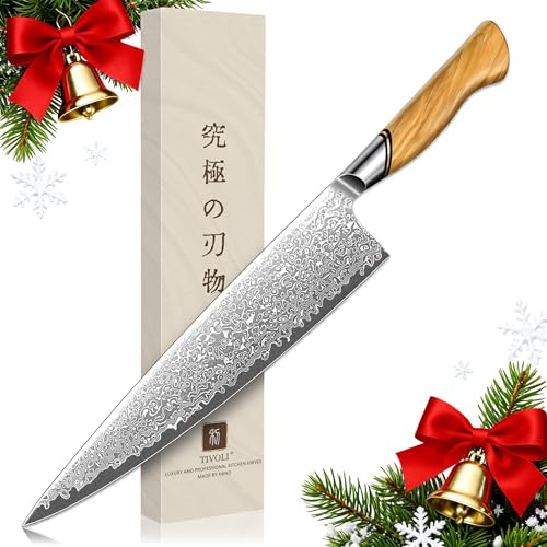 TIVOLI Japanese Gyuto Knife 10 Inch– VG-10 Damascus Chef Knife