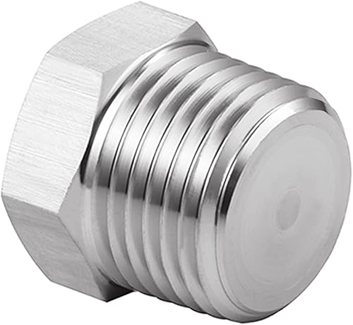 Miniatura 3 de Carvedexquisitely Enchufe de rosca de cabeza hexagonal exterior, 12 pulgada NPT macho, acero inoxidable 304 (paquete de 4)