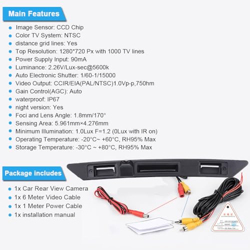 Image of 1280 * 720 Pixels HD Car Rear View Trunk Handle Camera Parking Reverse Back up Camera Replacement for Audi A3 A4 S5 S6 Q7 RS3 S3 RS4 S4 RS6 S6 A6 A6L C6 Plus RS Variants Kombi Night Vision Waterproof