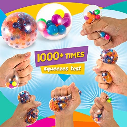 Dna Ball Fidget Toy - Stress Squishy Balls Pack for Kids, 7pcs Water Beads Bags Spiky Squeeze Ball Fidgets Set, Soft Colorful Sensory Toy for Special Needs, Stress Relief for Adults