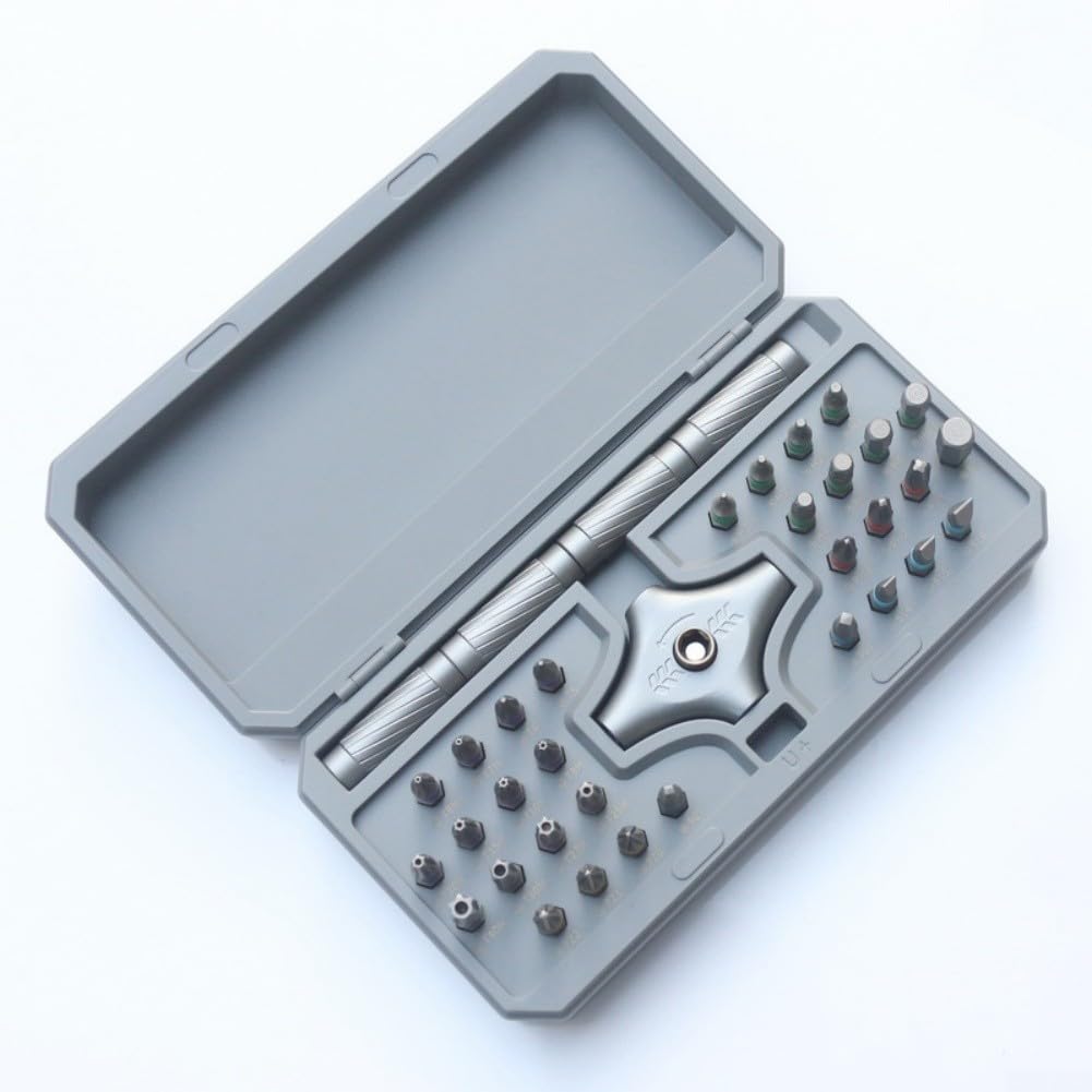 Set di cacciaviti di precisione con 34 punte magnetiche, kit di cacciaviti a cricchetto in lega di acciaio per riparazione di orologi elettronici