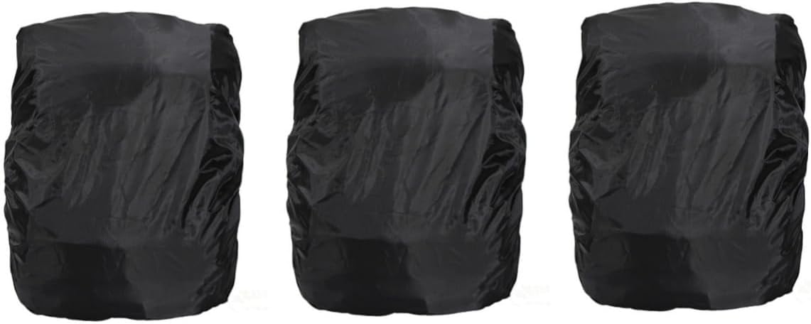 BESPORTBLE 3pcs Foldable Waterproof Backpack Rain Cover Nylon Fabric for 15l-35l Hiking Bags Lightweight Compact Black