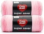 Red Heart Super Saver Jumbo Light Pink Yarn - 2 Pack of 10oz/283g - 100% Acrylic - #4 Worsted (Medium) - 482 Yards - Knitting/Crochet