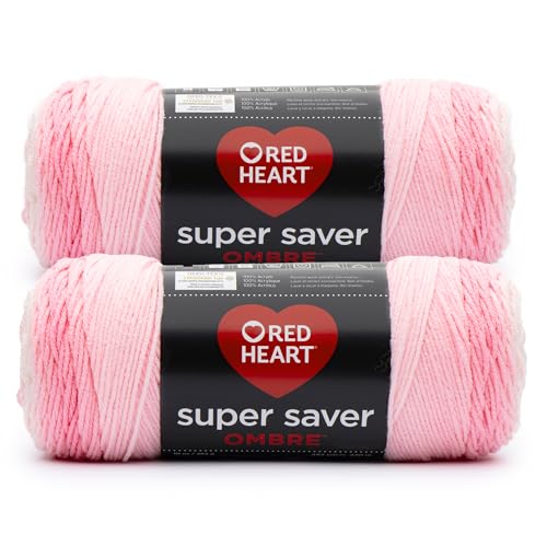 Red Heart Super Saver Jumbo Light Pink Yarn - 2 Pack of 10oz/283g - 100% Acrylic - #4 Worsted (Medium) - 482 Yards - Knitting/Crochet
