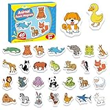 Kasfalci 40 Animal Magnets,Refrigerator Fridge Magnets for Kids,Magnetic Animal Toys for Toddlers,Learning Games,Speech Therapy for Preschool Kindergarten Classroom,Educational Toys for Kids 3+