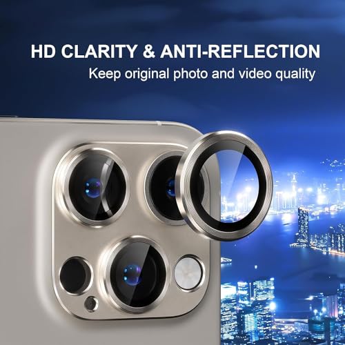 Image of TITANIUM Camera Lens Protector For IPHONE 16 PRO / 15 PRO / 16 PRO MAX / 15 PRO MAX ( GREY ) UHD 9H Glass, Anti Drop, Scratch Resistant, Case Friendly, Removable, Waterproof, Heavy Duty Camera Protector, ( BUY 2 GET 1 FREE )