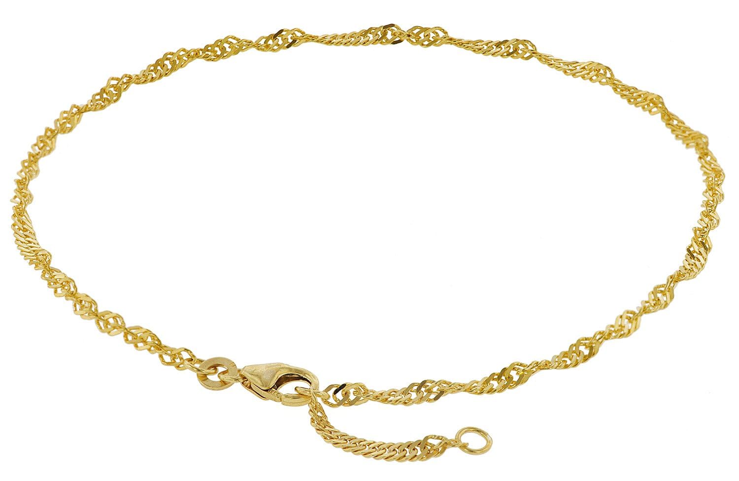 trendor Fußkettchen 333 Gold Singapur-Muster Breite 2,4 mm 50507 | Fußschmuck für Damen, Kette aus Echtgold, Made in Germany