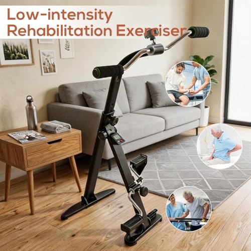 Image of Adjustable Pedal Exerciser for Seniors, Upright Arm and Leg Exercise Bike for Home Physical Therapy, Sit-Down Recumbent Cycle with LCD Display & Chrome Handlebars for Joint Mobility