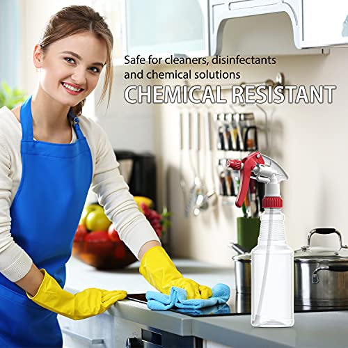 Bar5F Empty Plastic Spray Bottles 16 Oz, Bpa-Free Food Grade, Crystal Clear Pete1, Red/White M-Series Fully Adjustable Sprayer (Pack Of 2) #TOP5