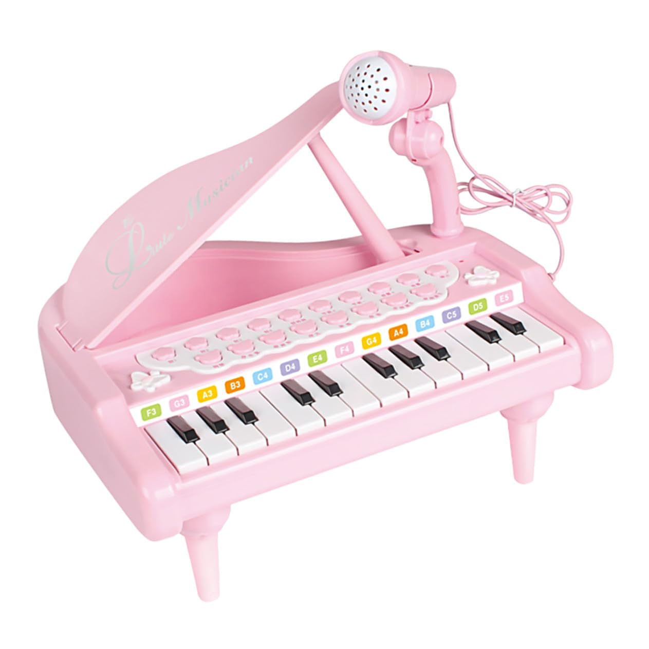 Organo Elettronico Giocattolo Rosa in Plastica con Microfono | Pianola Giocattolo con Microfono, Volume Regolabile, senza Batterie, Educazione Musicale per Ragazzo Ragazza