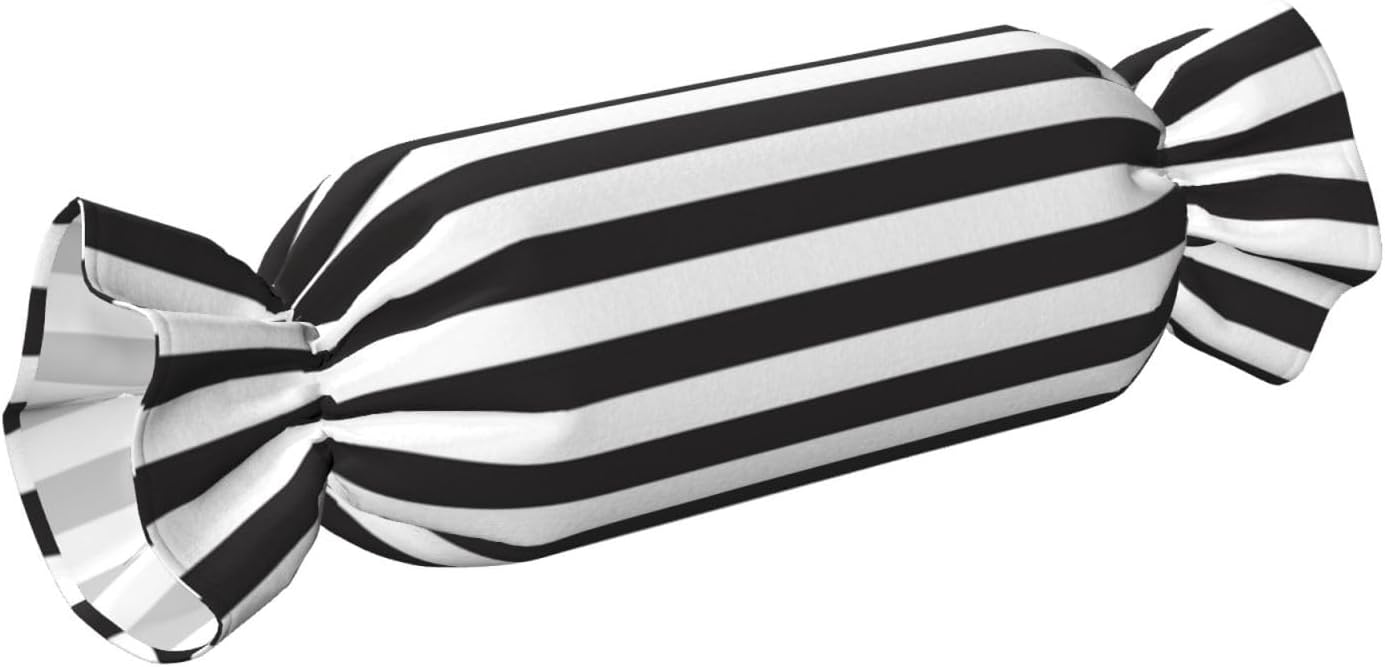 ブラック&amp;ホワイト ストライプ プリント キャンディ 円柱 実用的な枕 万能 快適 寝室 リビングルーム 旅行